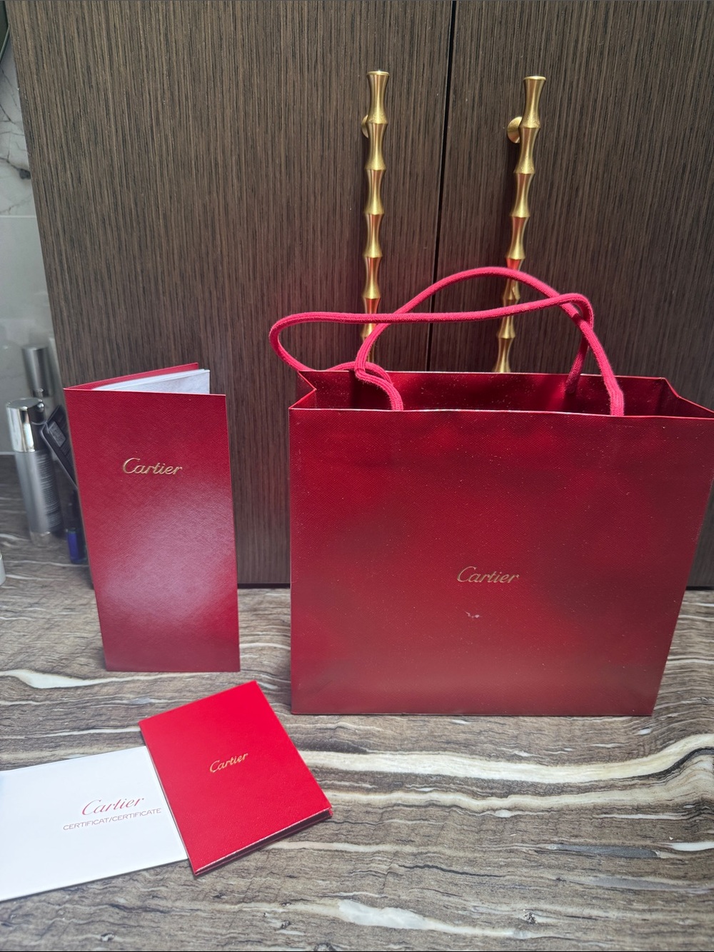 Cartier Gift Bag with Rope Handles+  receipt hold + certificate holder